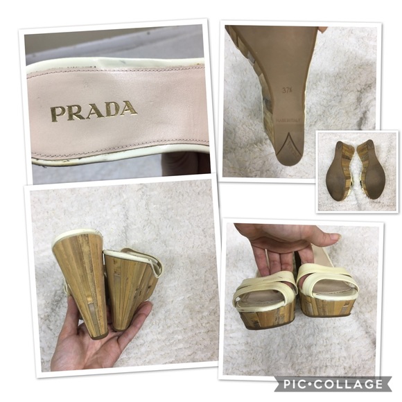 Prada Wooden Sandal Peep Toe Wedges - Picture 8 of 8